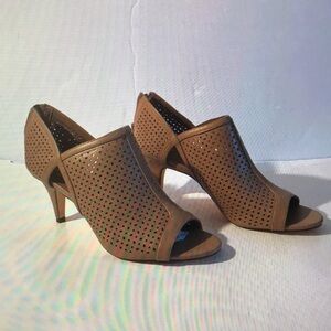 Brown Peep-Toe Heeled Sandals